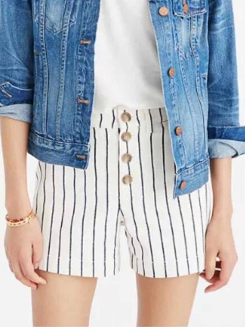 Madewell Emmett Button-Front Shorts in Stripe